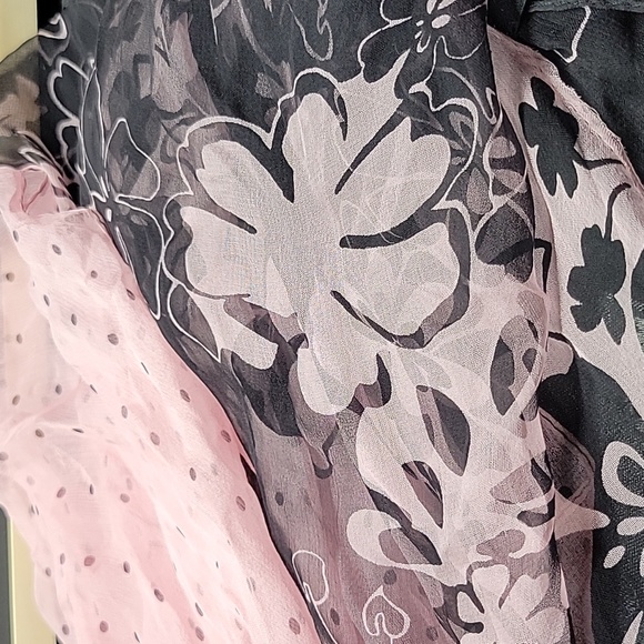 Exquisite Vintage Pink and Black Silk Retro Scarf Headcover - Picture 3 of 5